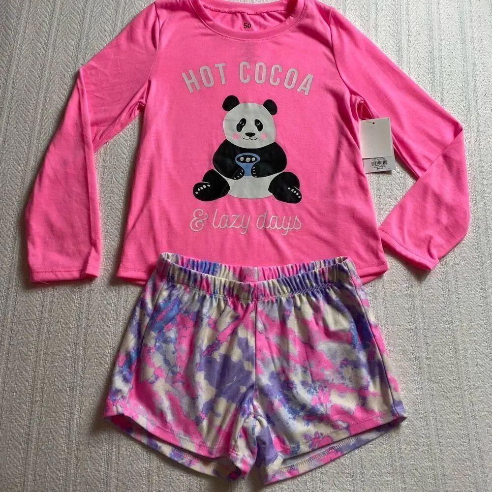 SO Girls Small (7) Top & Shorts Pajama Set